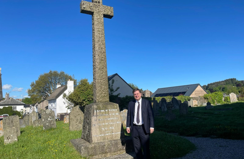 Mel Stride, MP for Central Devon, at St Andrew’s Churchyard in Moretonhampstead.