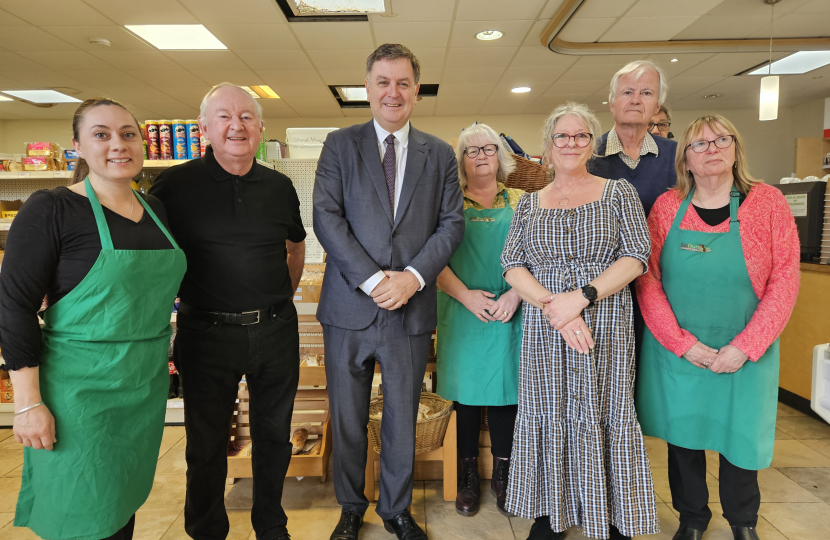 Mel Stride MP with employees and visitors at The Burrow