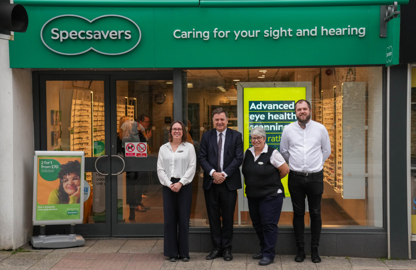 Specsavers Okehampton Team with Mel Stride MP.