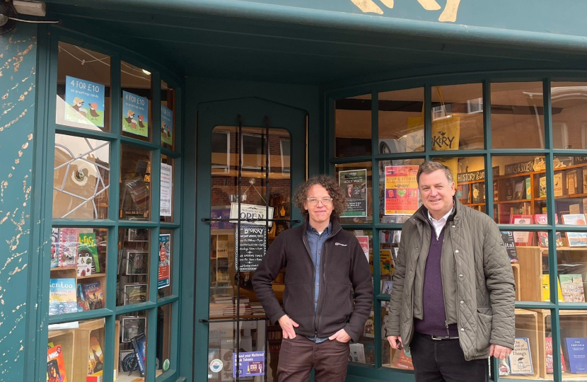 Mel Stride MP and Carl East (Bookshop Manager)