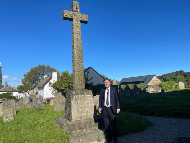Mel Stride, MP for Central Devon, at St Andrew’s Churchyard in Moretonhampstead.
