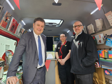 Mel Stride (MP for Central Devon), Lucy Musselwhite and Stuart Rogers (Ashburton Post Office).