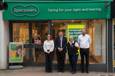 Specsavers Okehampton Team with Mel Stride MP.