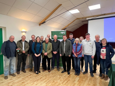 Mel Stride with local farmers and NFU representatives