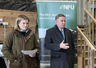 Mel Stride MP speaking to local farmers